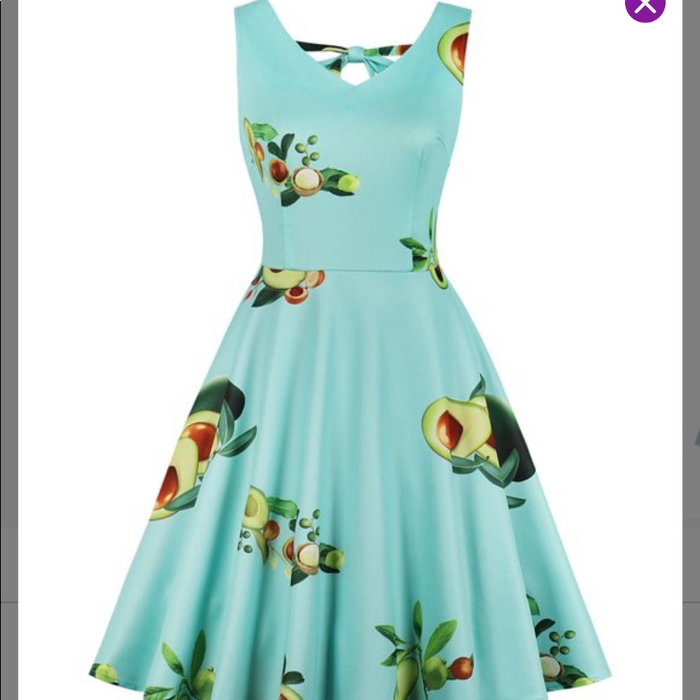 Green Avacados tie back a-line dress